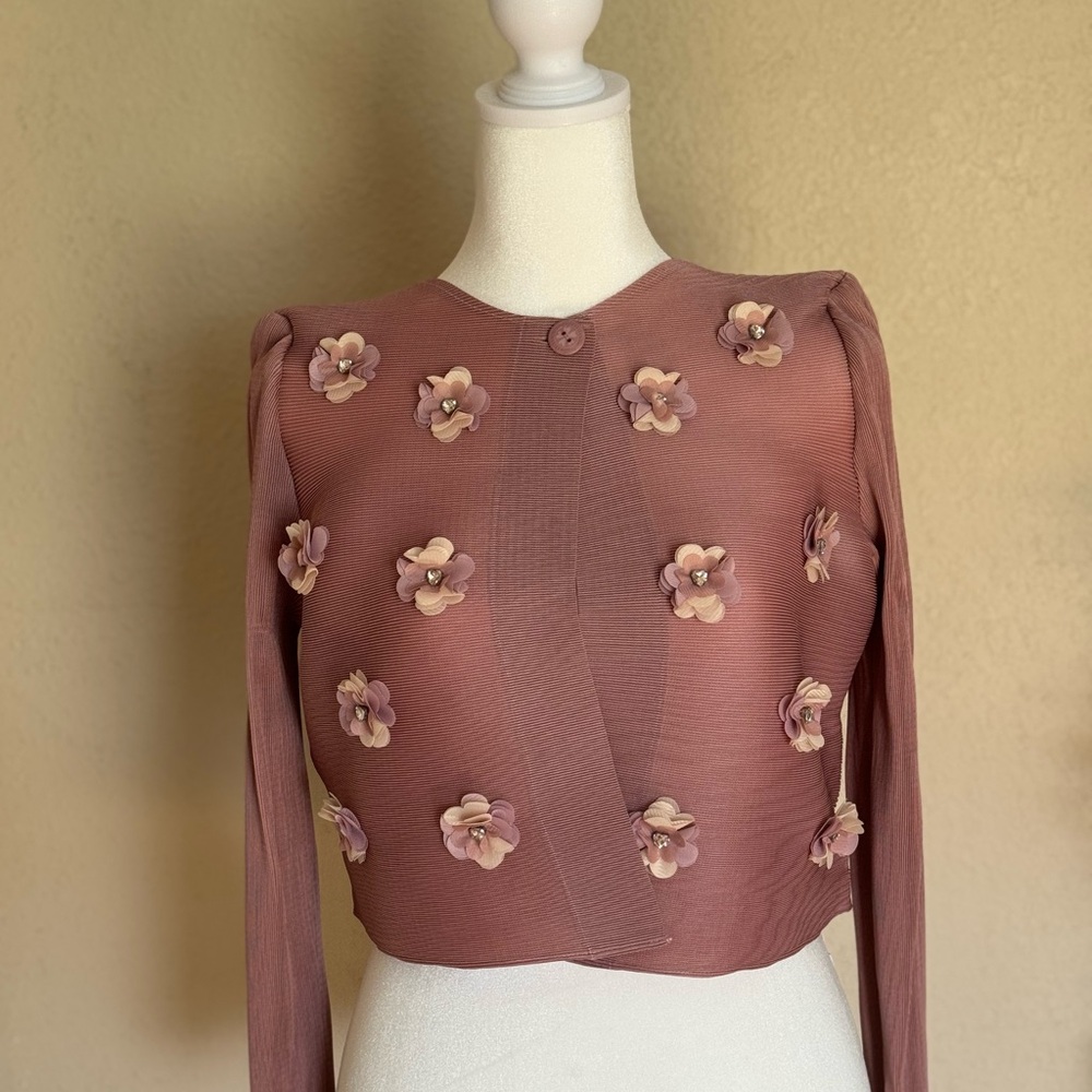 Floral Embellished Mauve Top